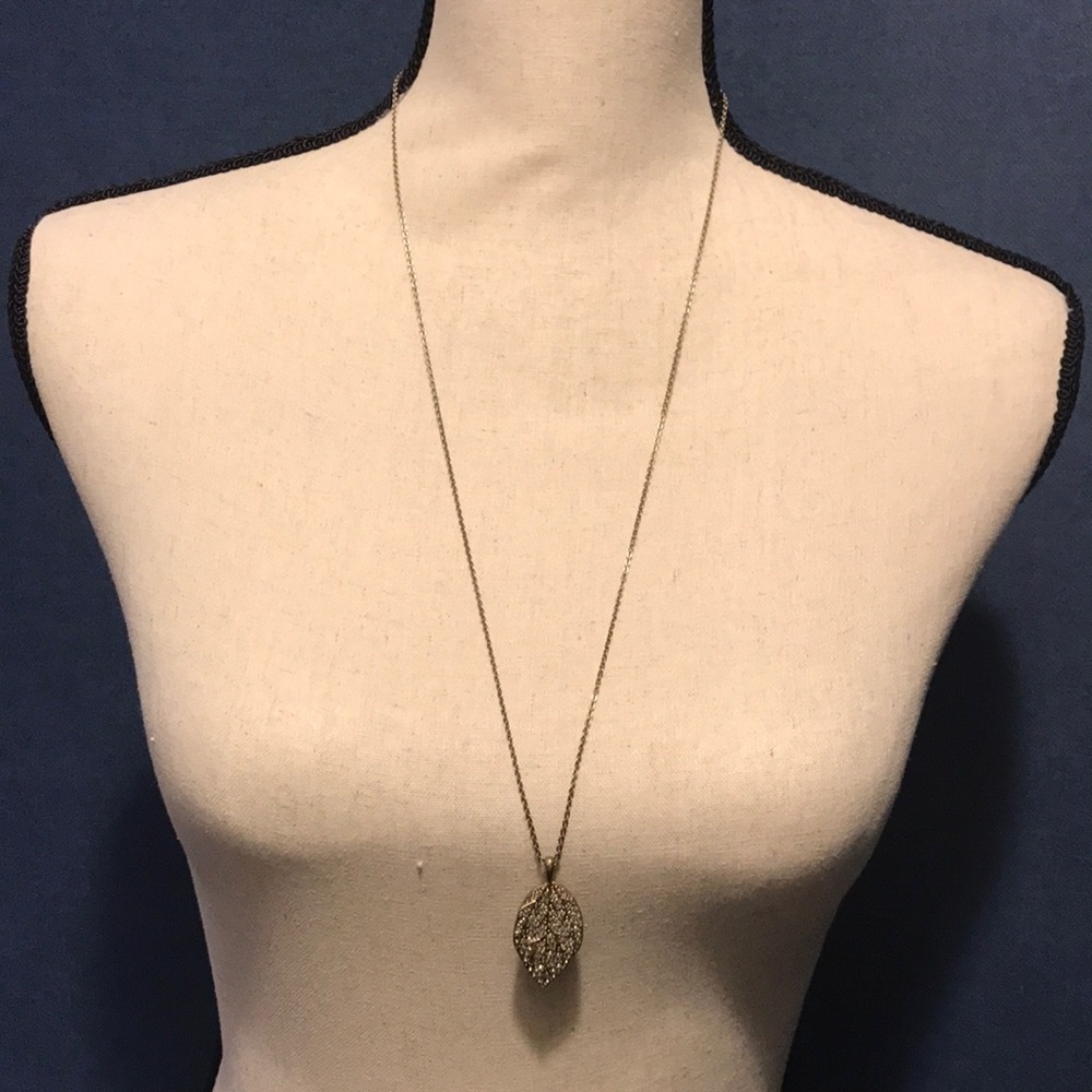 Lia Sophia 2-way Yellow Gold Pavé Leaf Necklace - Picture 7 of 8